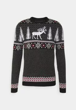 Pier One Wintery Christmas Jumper- Trui - Black