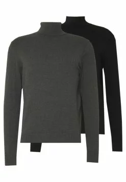 Pier One Winkel 9 Pier One 2 Pack - Basic Turtleneck - Trui - Black/Mottled Dark Grey